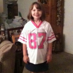 "Kiddo" sporting her pink Reggie Wayne Colts jersey.