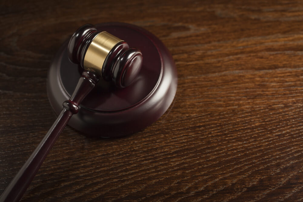 Dark Wooden Gavel on Table