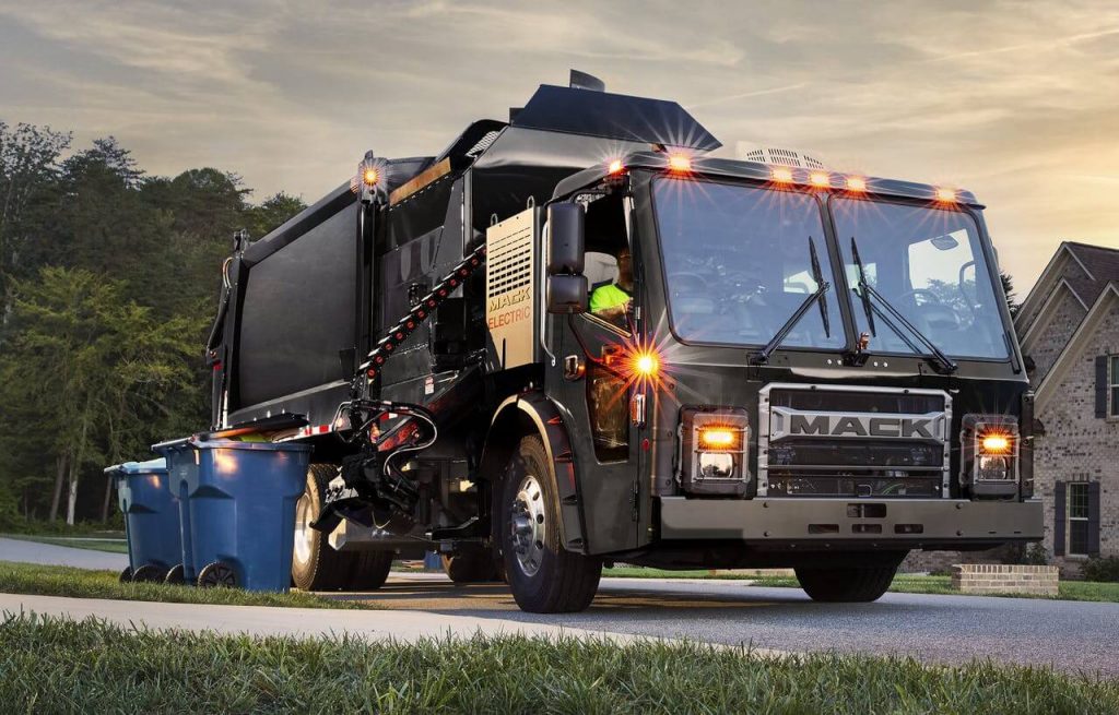 Class 8 Mack LR Electric Refuse Trucks Roll Off Assembly Lines
