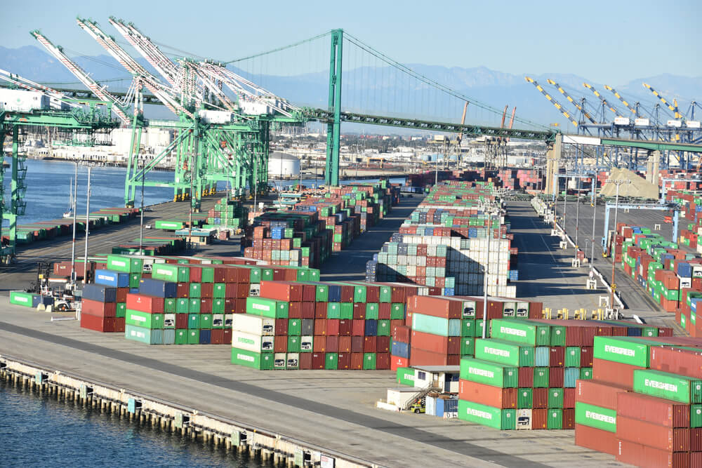 Shipping port with containers in los angeles