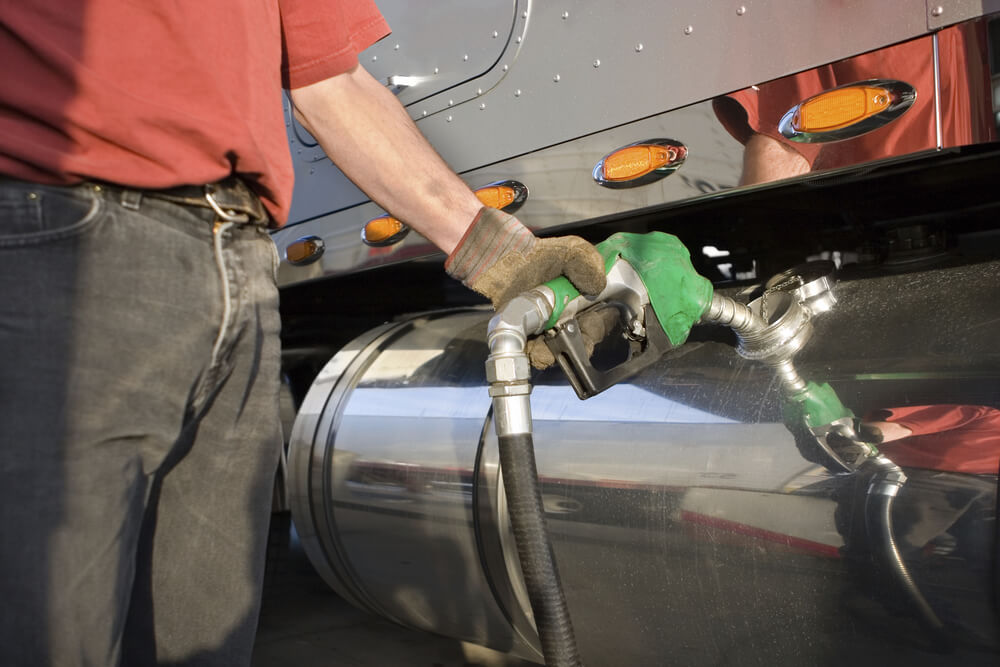 Truck filling up on gas