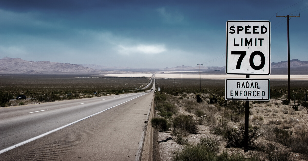 70 mile per hour speed limit sign on a desert hightway